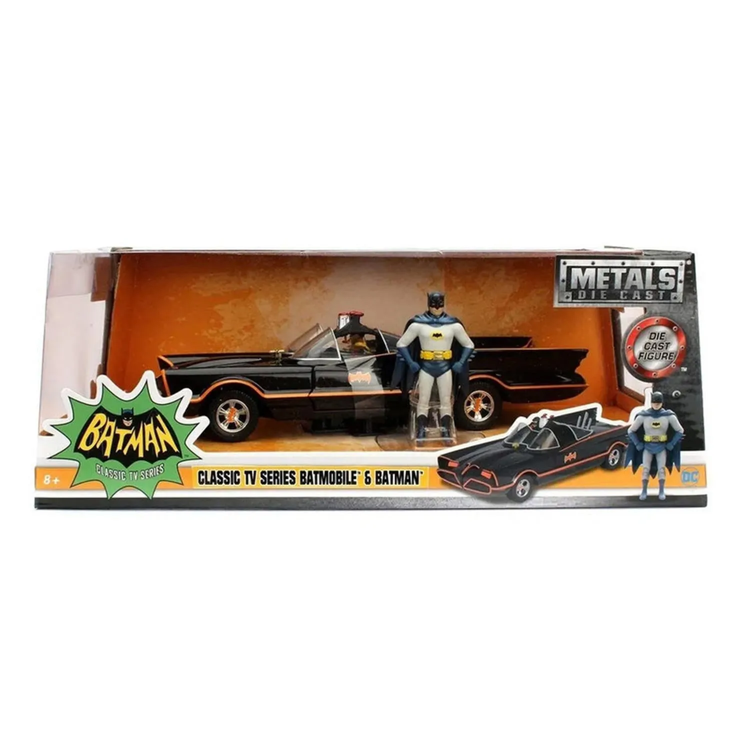 New Arrival Jada Toys Vehículo Batimobile & Batman Escala 1:24 Batman Clasic Tv Series