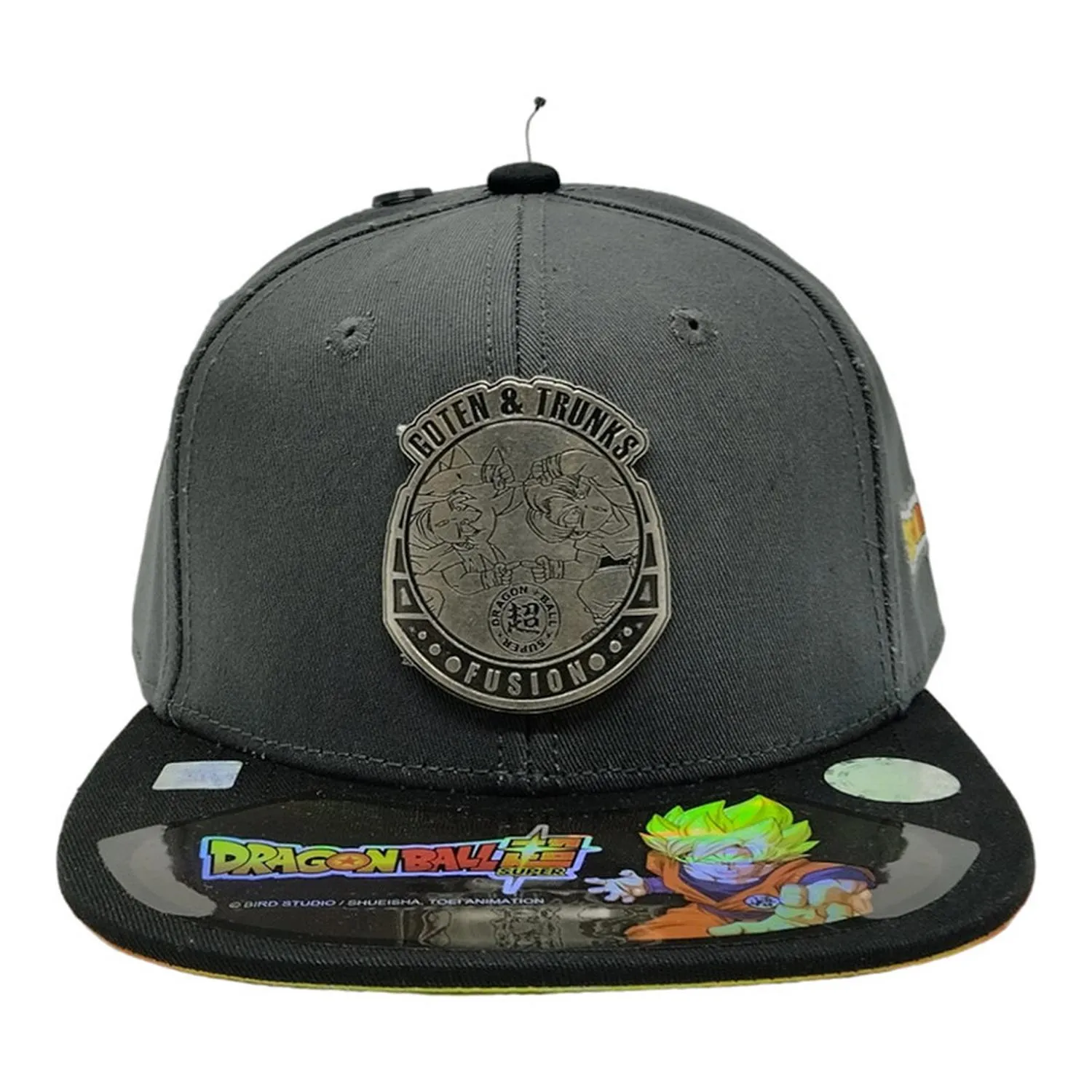 New Arrival Kndit Caps Gorra Gris Oscuro Con Negro Placa Plateada Mate Goten Y Trunks Fusion Dragon Ball