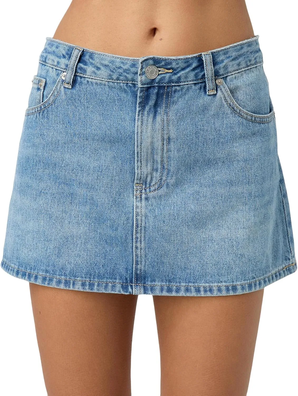 NUFIWI Women Retro Denim Skirt Low Rise Casual Mini Jean Skirts Low Waisted Button Front Short Cargo Skirt with Pockets