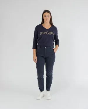 PANTALON CARGO TINTE EN PRENDA AZUL OSCURO