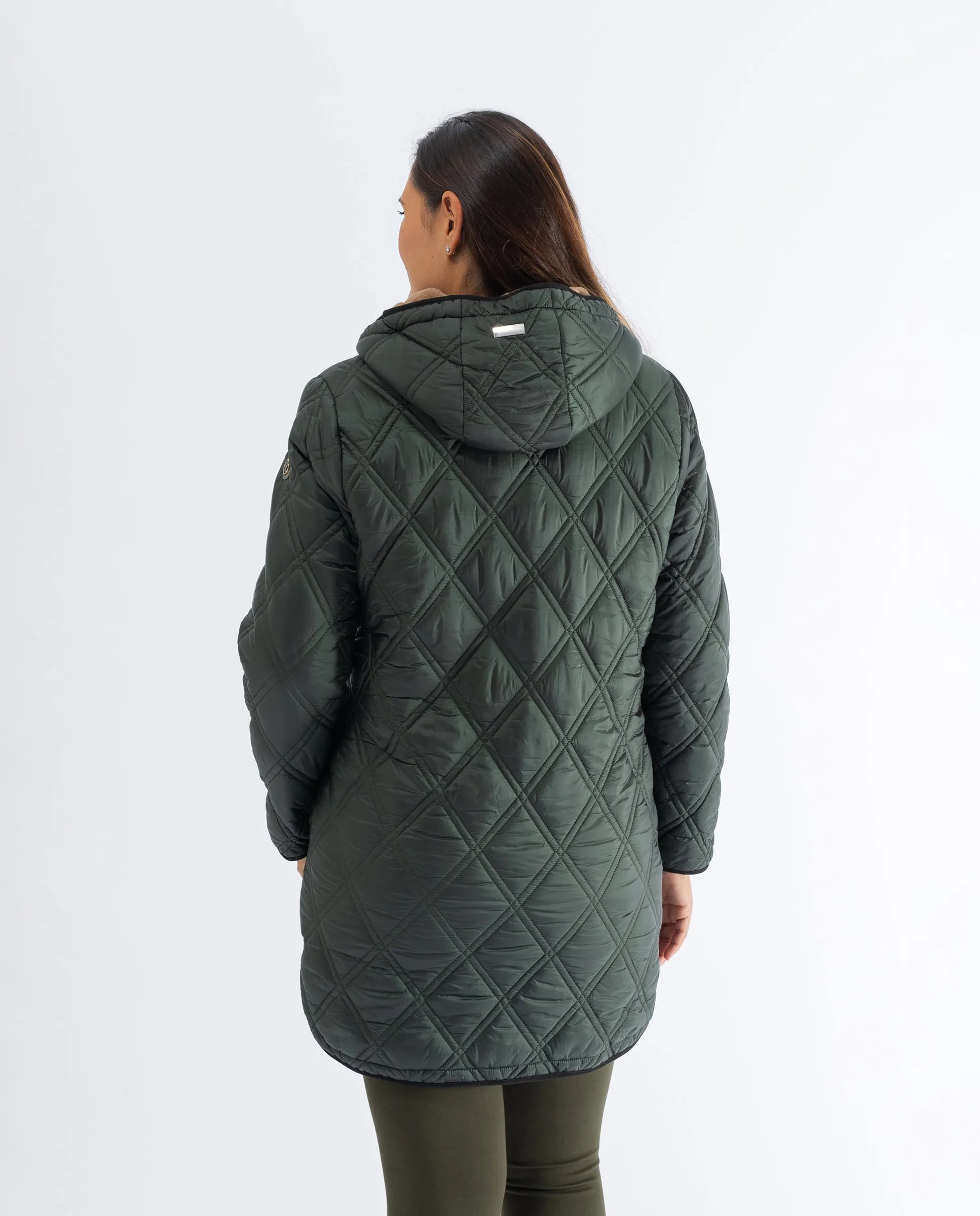 PARKA HUSKY LARGA PELO INTERIOR  VERDE OSCURO