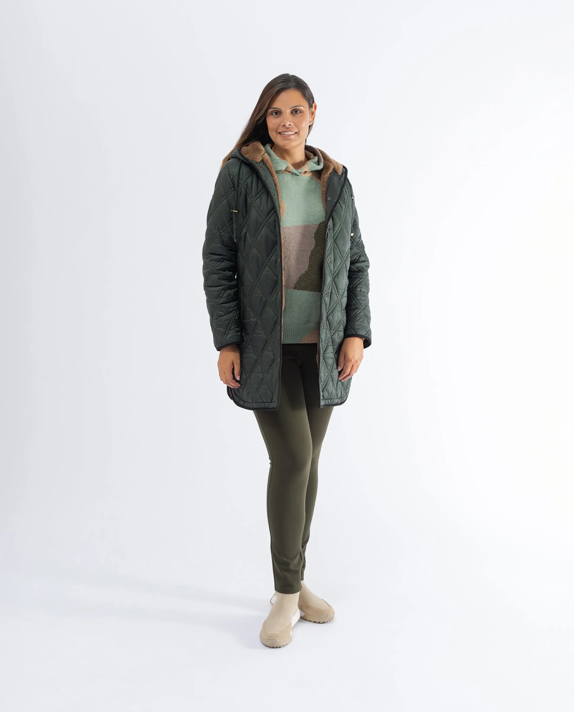 PARKA HUSKY LARGA PELO INTERIOR  VERDE OSCURO