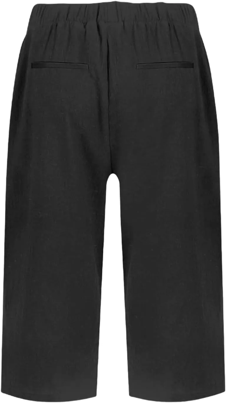 Pedal Pushers for Women Lightweight Linen Capri Pants Casual Elastic Waist Bermuda Shorts Summer Beach Pant