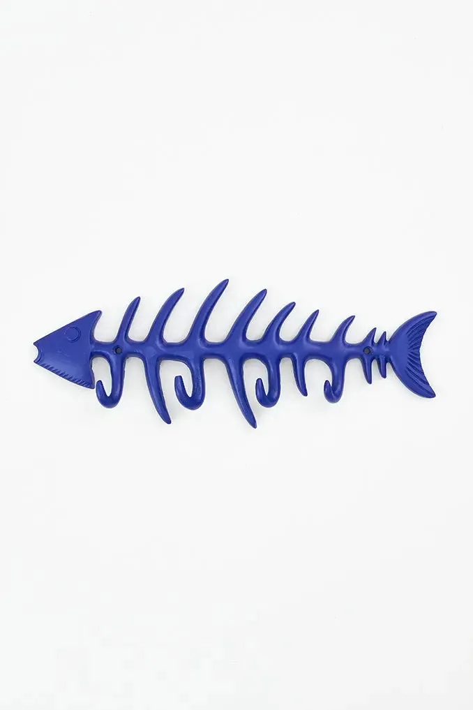 Perchero espinas de pez azul en metal