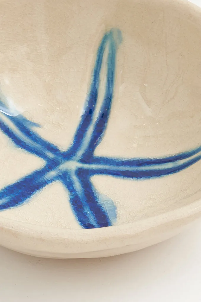 Plato de cerámica con estrella de mar pequeño