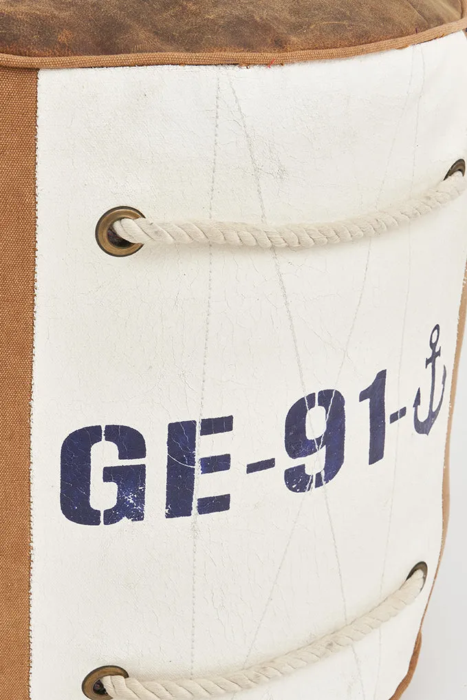 Puf GE-91 en algodón, cuero y cuerda
