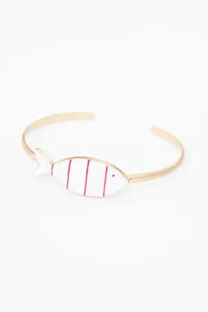 Pulsera con forma de pez a rayas rojas