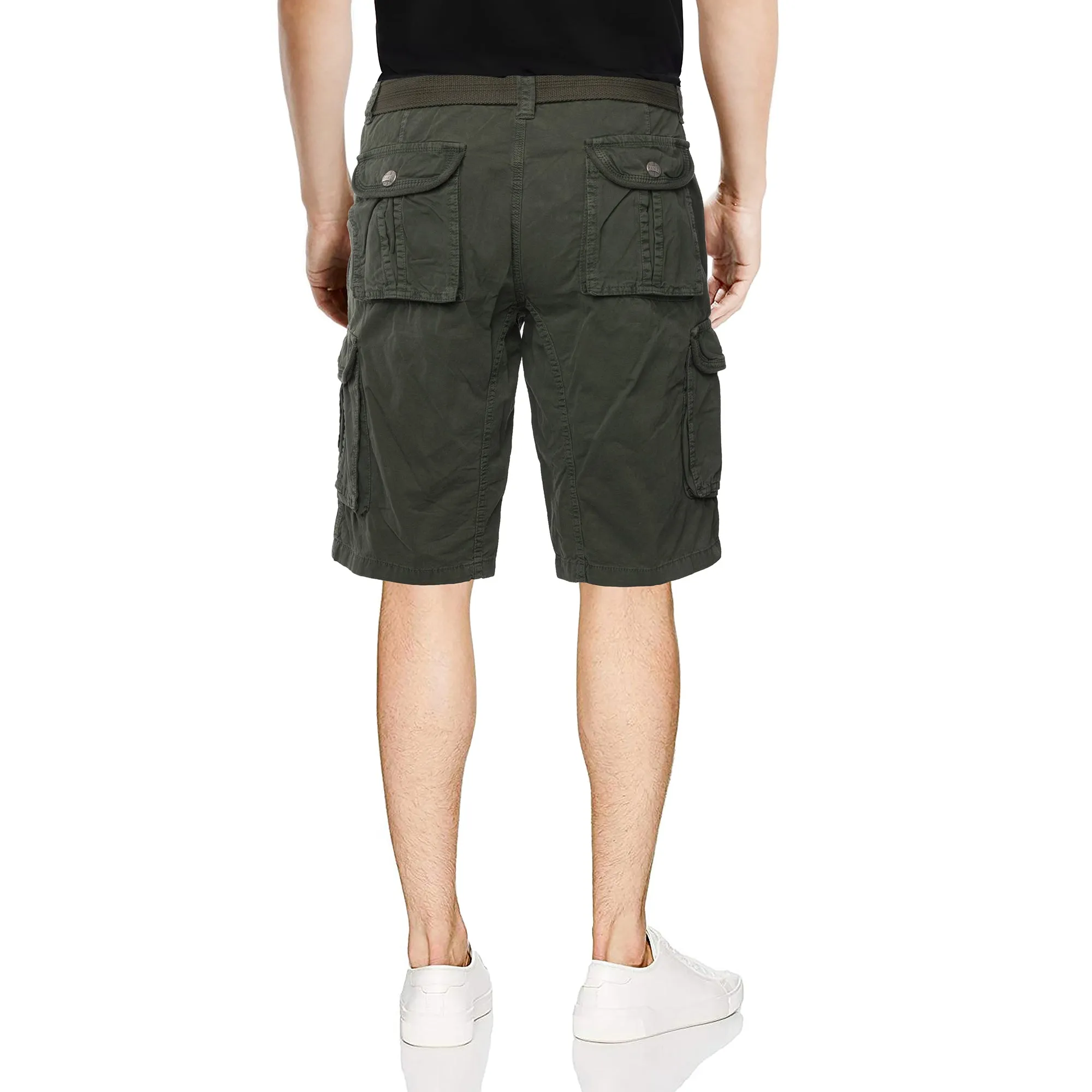 Raw X Men's 12.5" Inseam Belted Cargo Shorts with Snap Button
