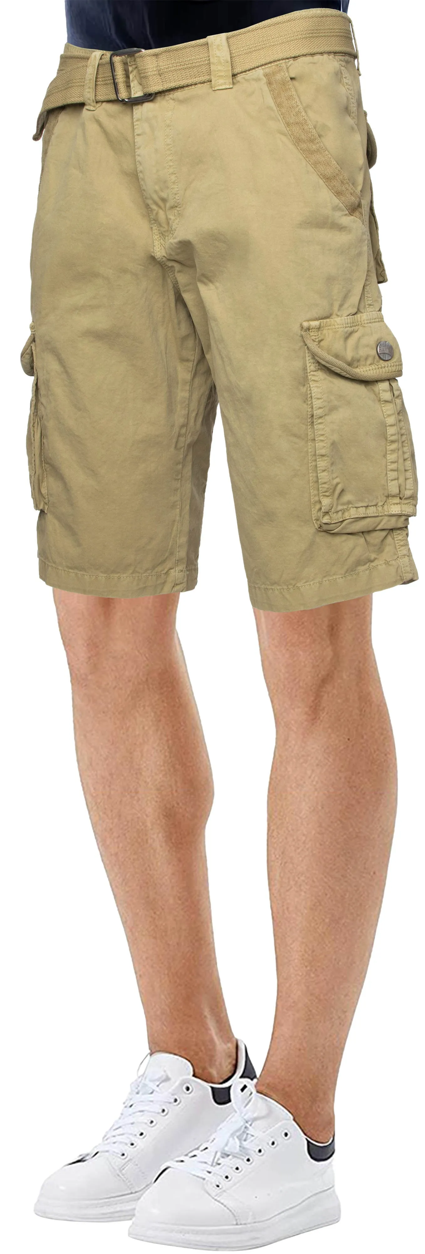 Raw X Men's 12.5" Inseam Belted Cargo Shorts with Snap Button