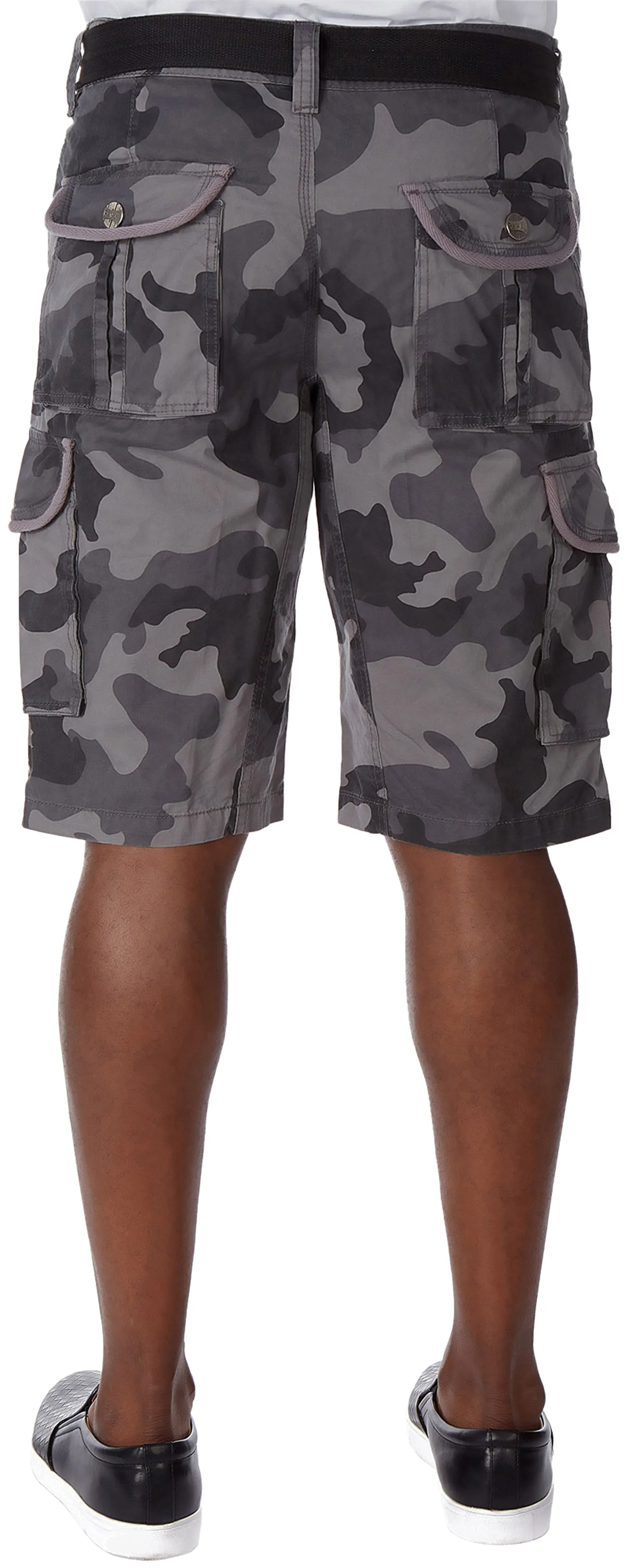 Raw X Men's 12.5" Inseam Belted Cargo Shorts with Snap Button