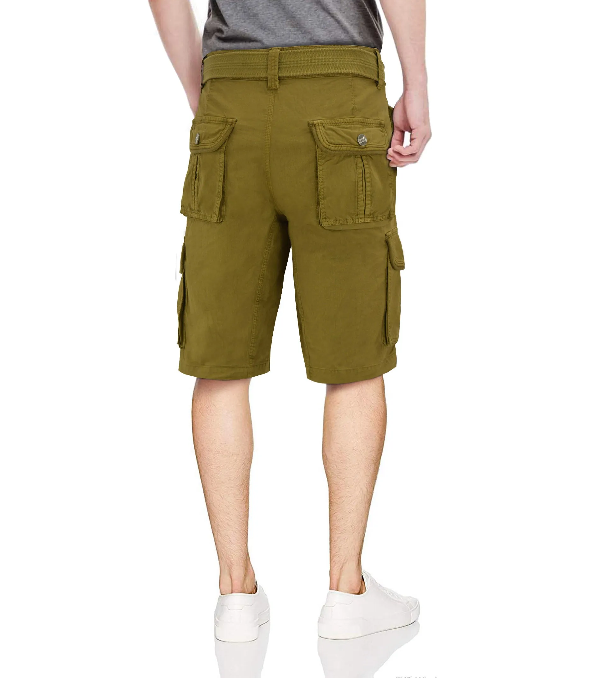 Raw X Men's 12.5" Inseam Belted Cargo Shorts with Snap Button