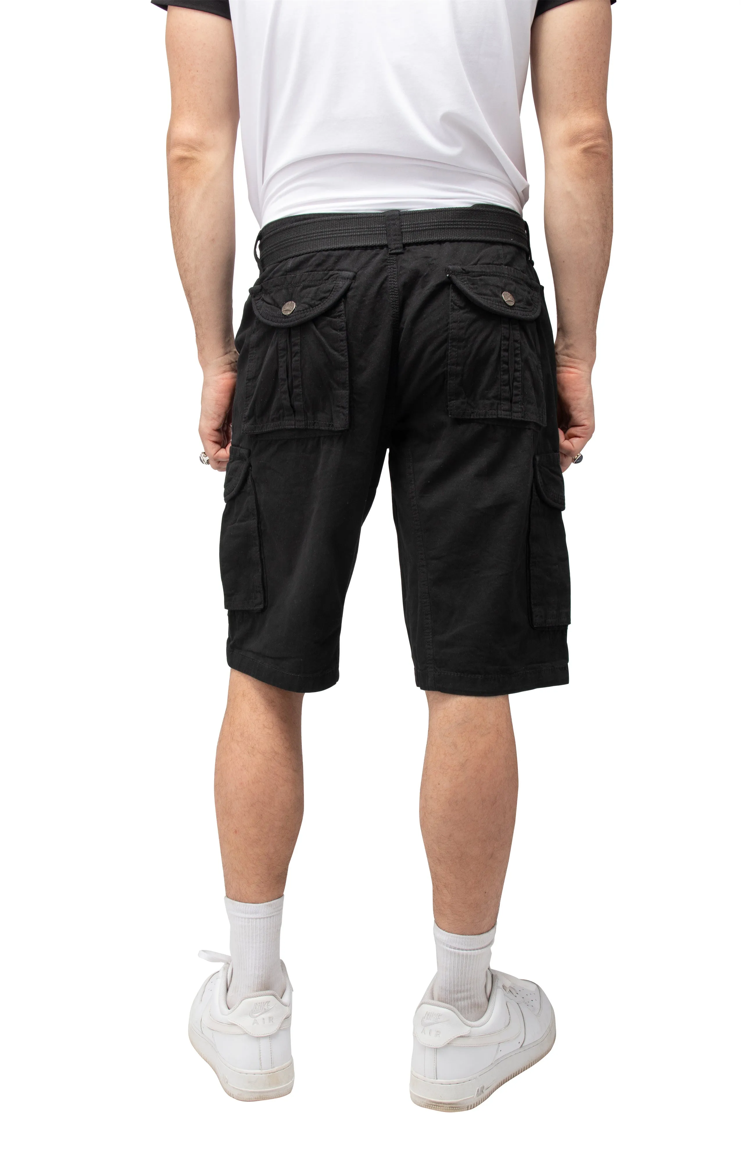 Raw X Men's 12.5" Inseam Belted Cargo Shorts with Snap Button
