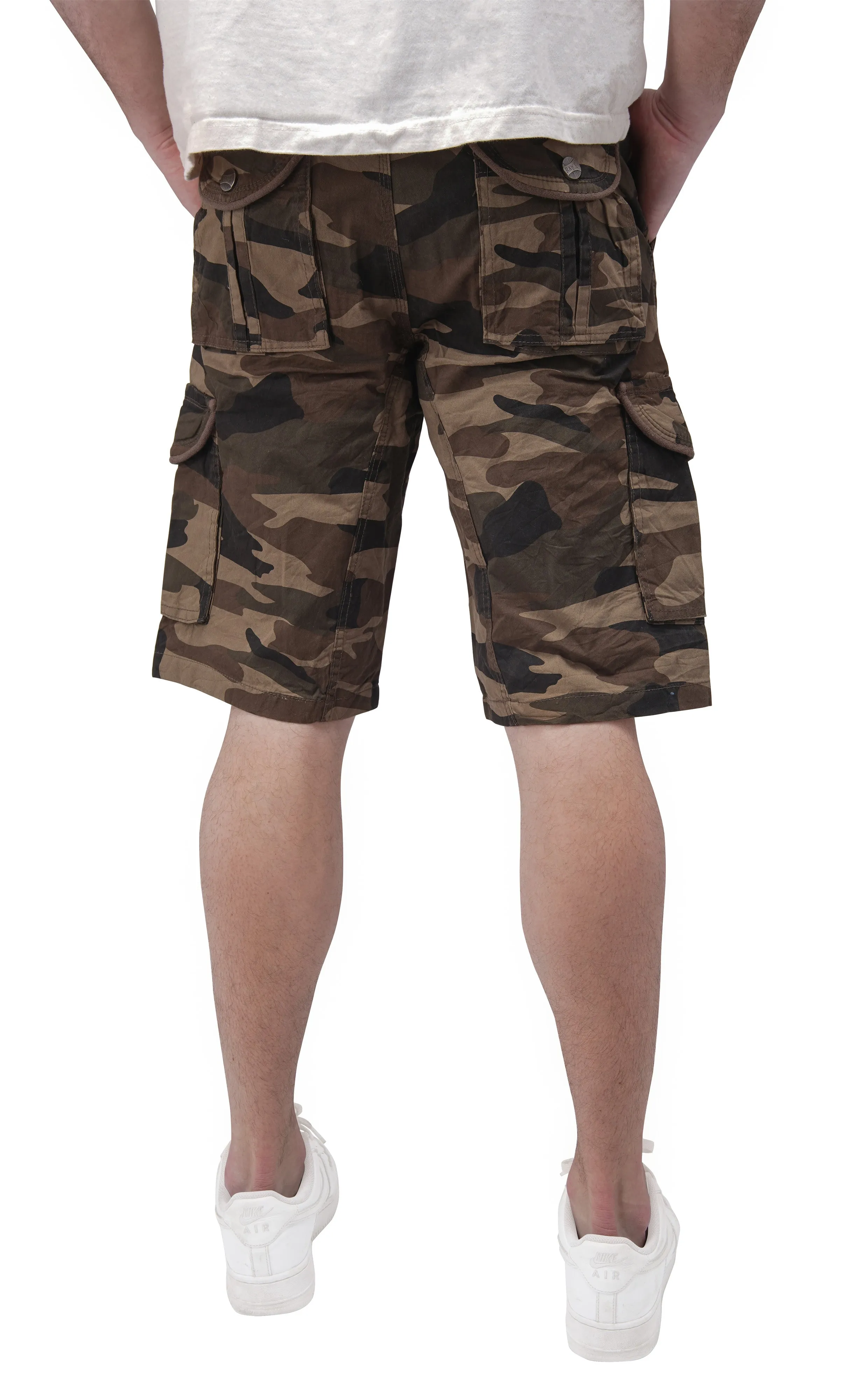 Raw X Men's 12.5" Inseam Belted Cargo Shorts with Snap Button