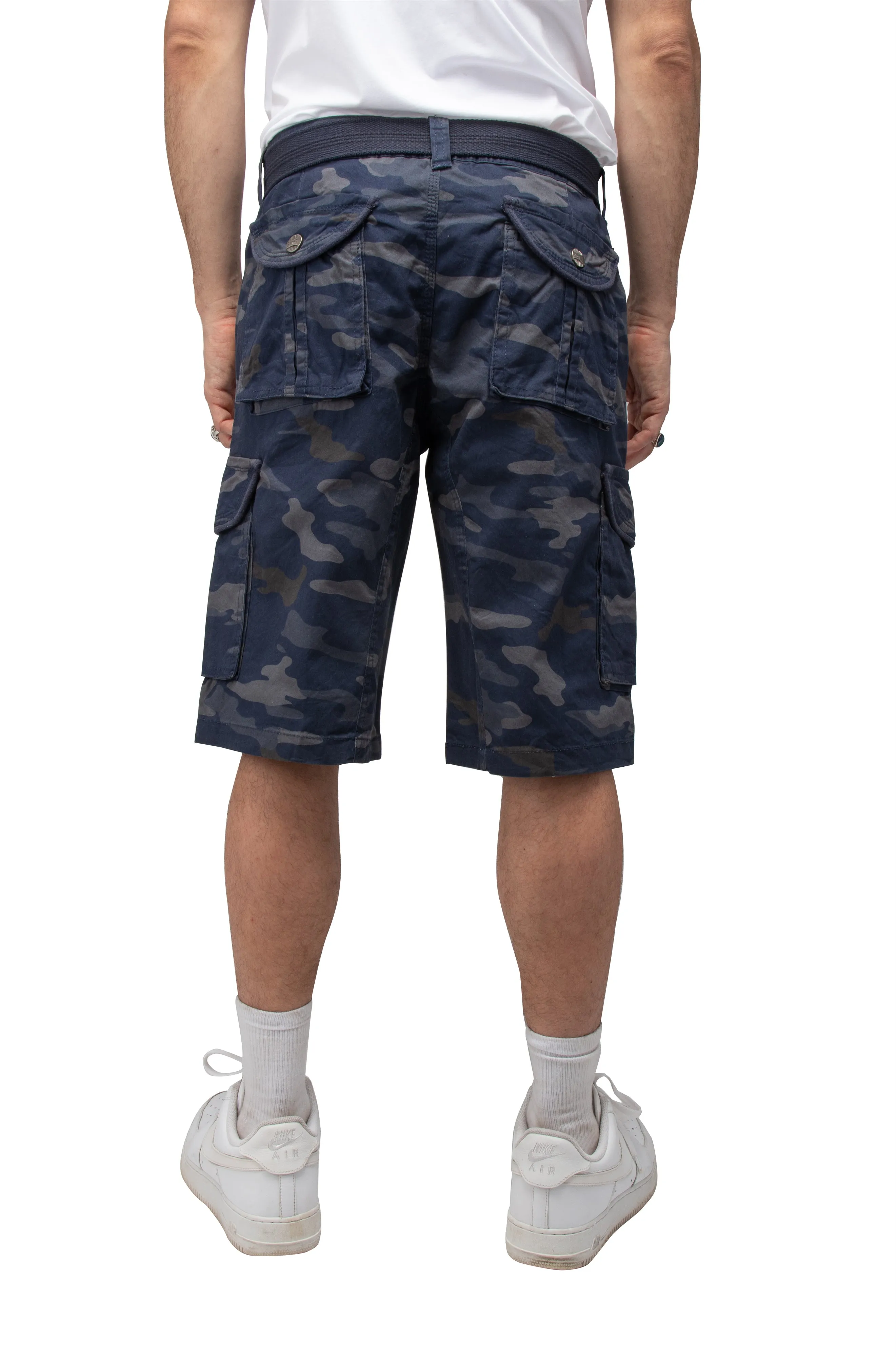 Raw X Men's 12.5" Inseam Belted Cargo Shorts with Snap Button