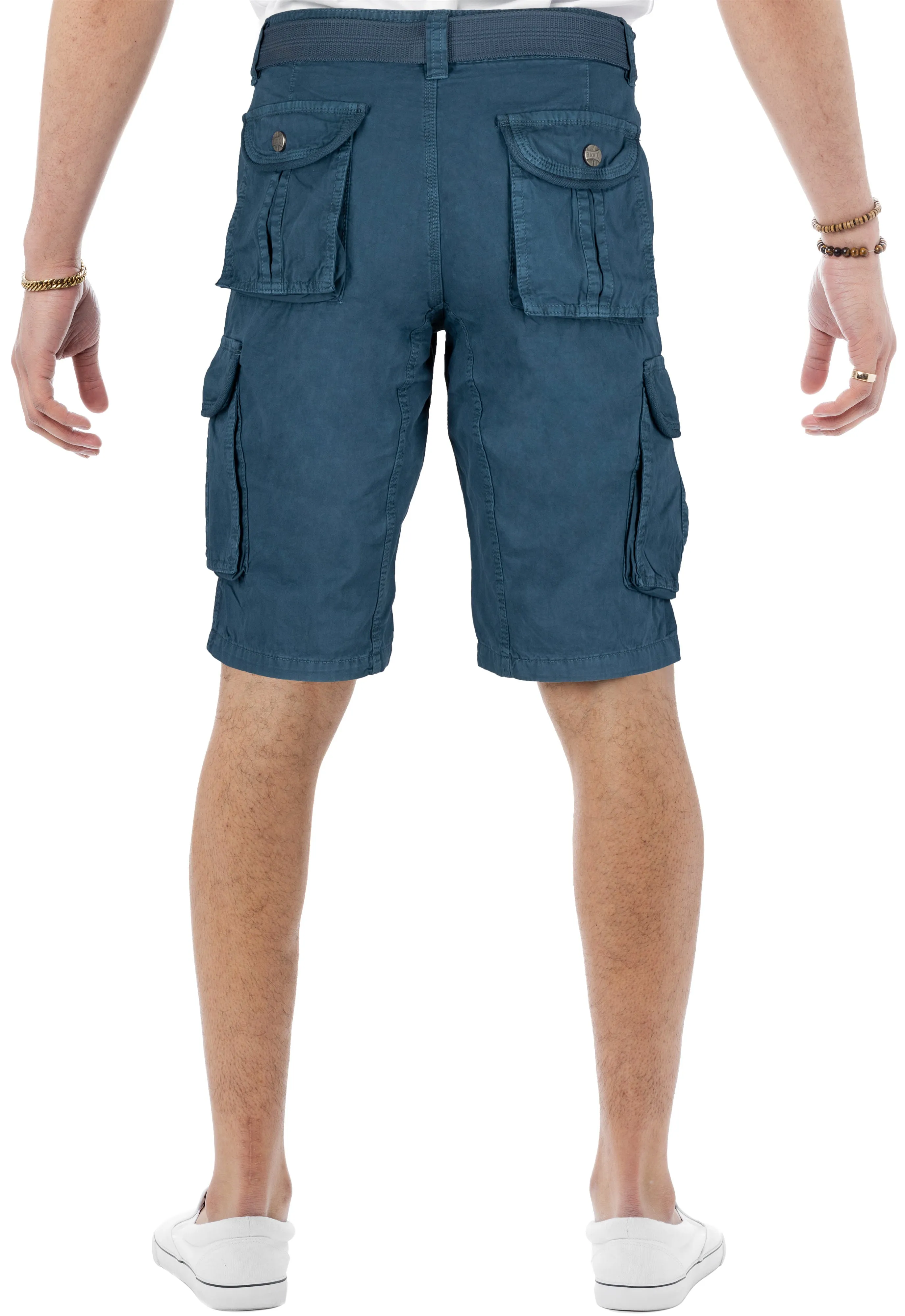 Raw X Men's 12.5" Inseam Belted Cargo Shorts with Snap Button