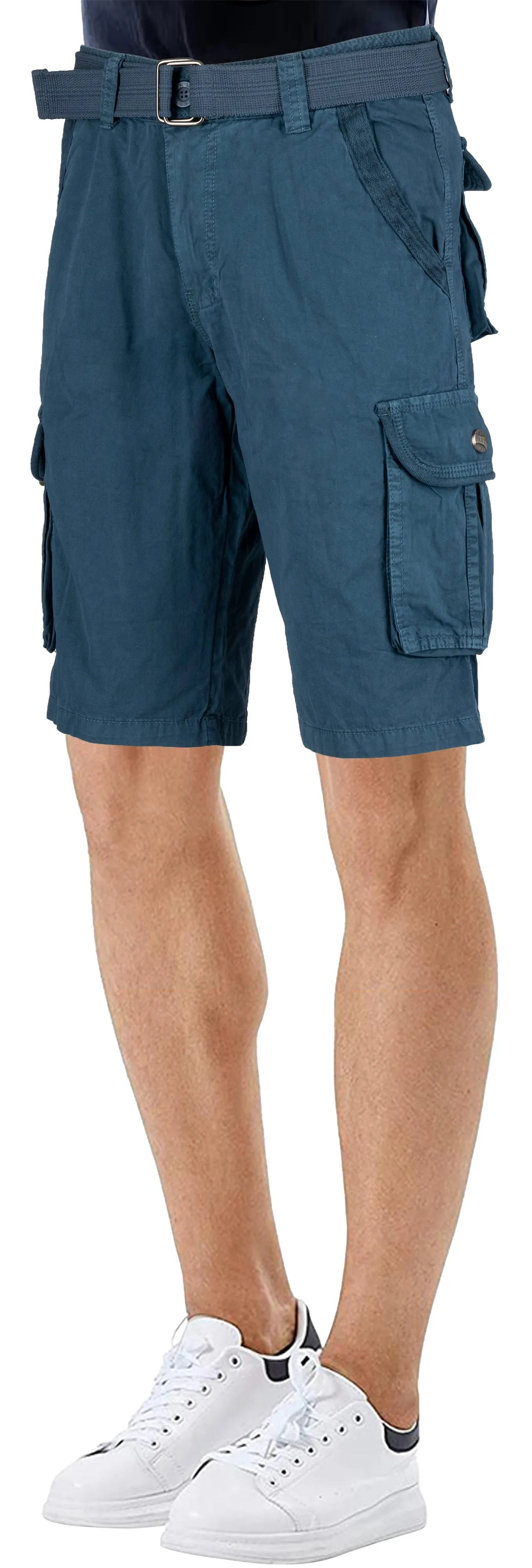 Raw X Men's 12.5" Inseam Belted Cargo Shorts with Snap Button