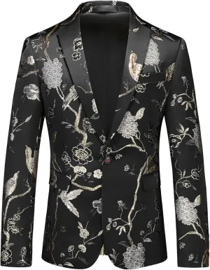 Rogers & Morris Blazer for Men Casual Slim fit Suit Jacket Dress Party Floral Men's Sport Coat Chaqueta de Traje para Hombre