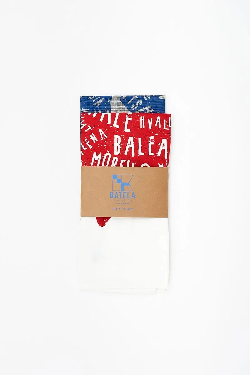 Set de 2 paños o trapos de cocina con peces y ballenas