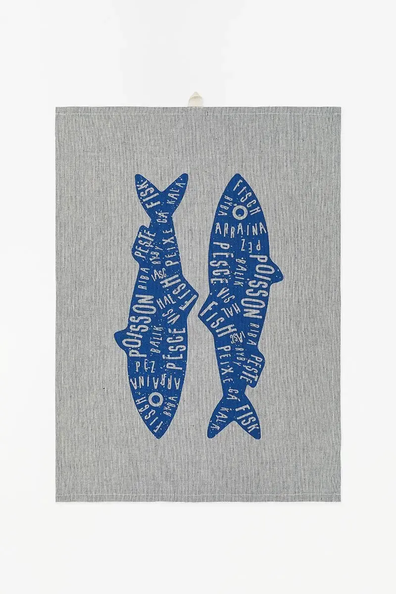 Set de 2 paños o trapos de cocina con peces y ballenas