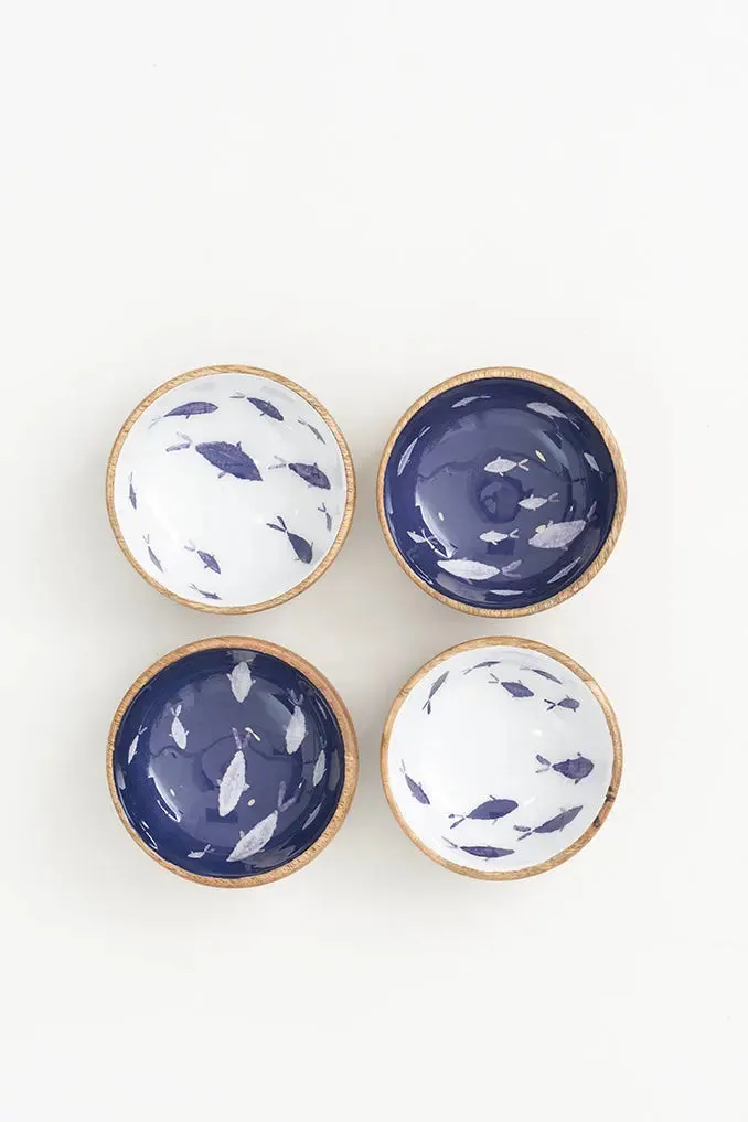 Set de 4 boles de madera esmaltada con peces