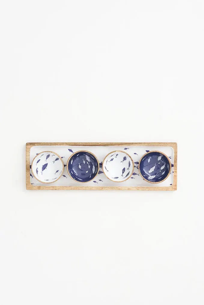 Set de 4 boles de madera esmaltada con peces