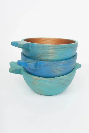 Set de tres cuencos de madera pez