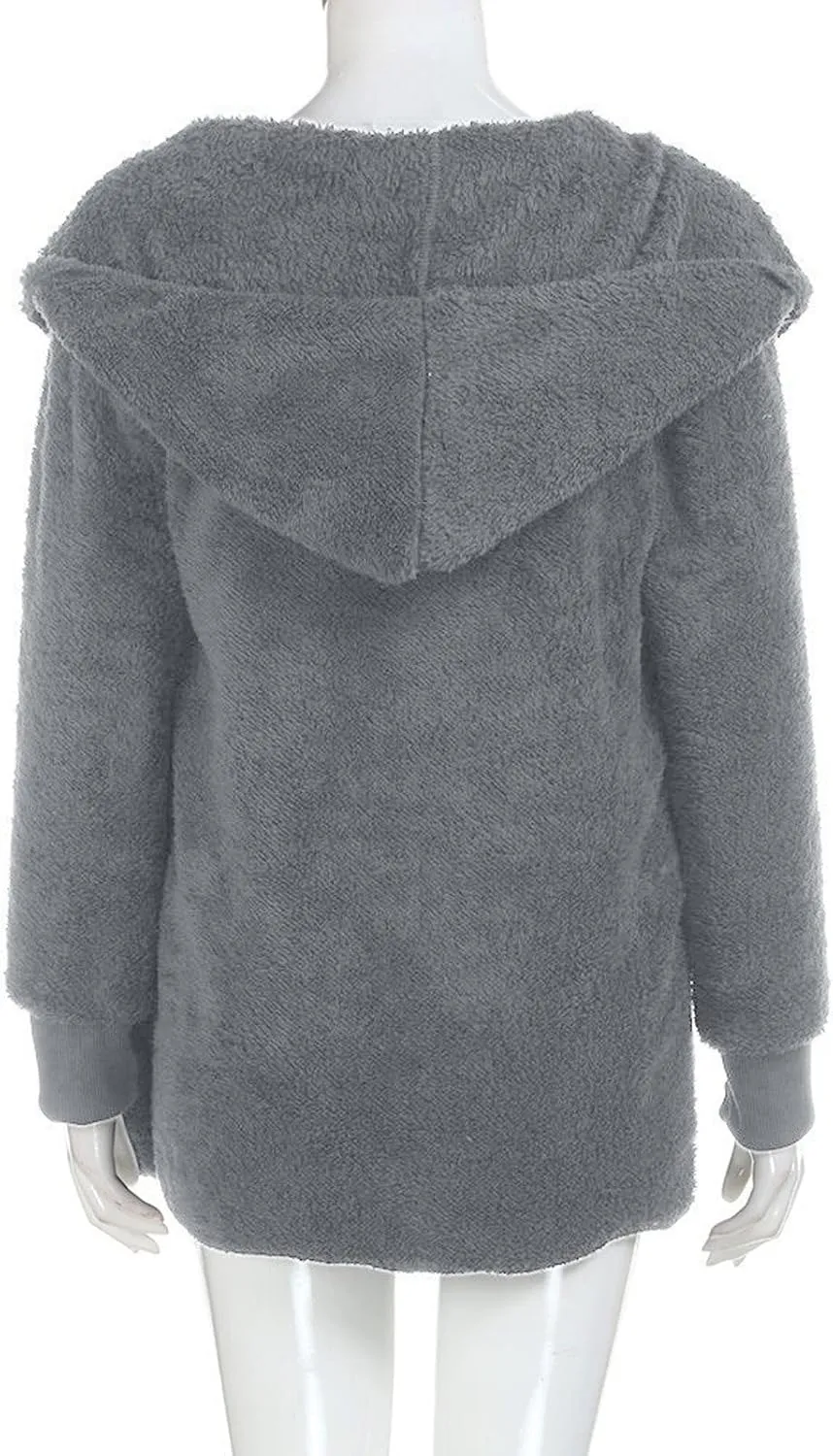 Sherpa Jacket Women Fuzzy Fleece Oversized Open Front Cardigan Hooded Soft Fluffy Robe Winter Coats with Pockets