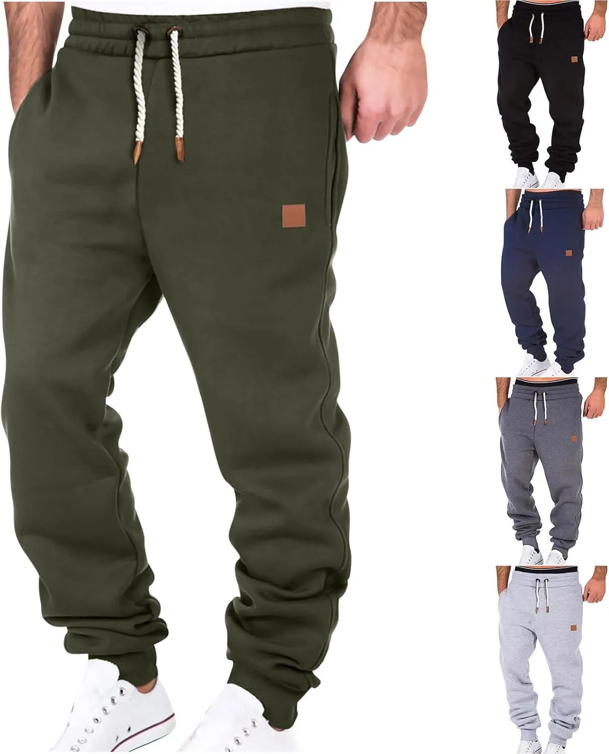 SMIDOW Cotton Joggers for Men Casual Loose Fit Big and Tall Drawstring Sweatpants Workout Athletic Running Pants