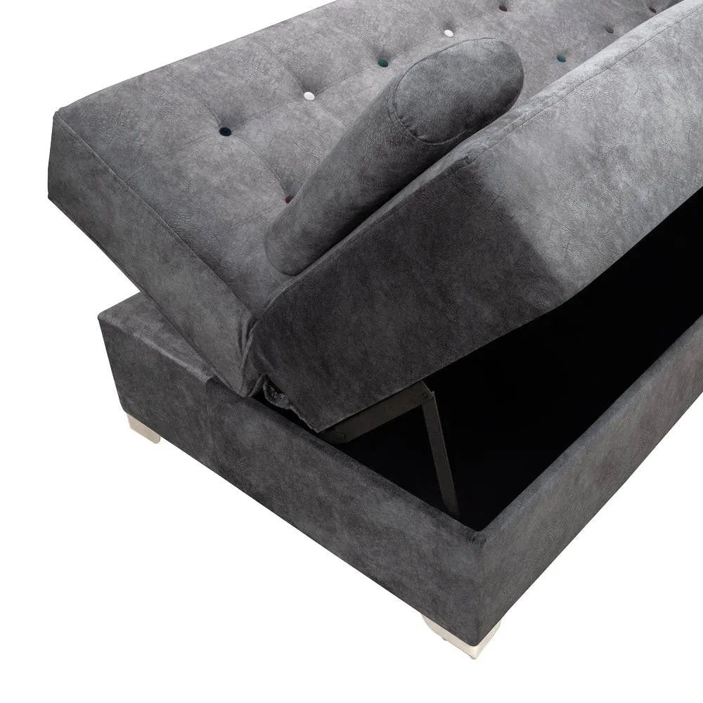 Sofa Cama  Baul Berlin Tela Gris