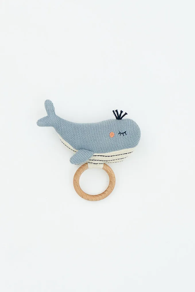 Sonajero ballena en algodón y madera