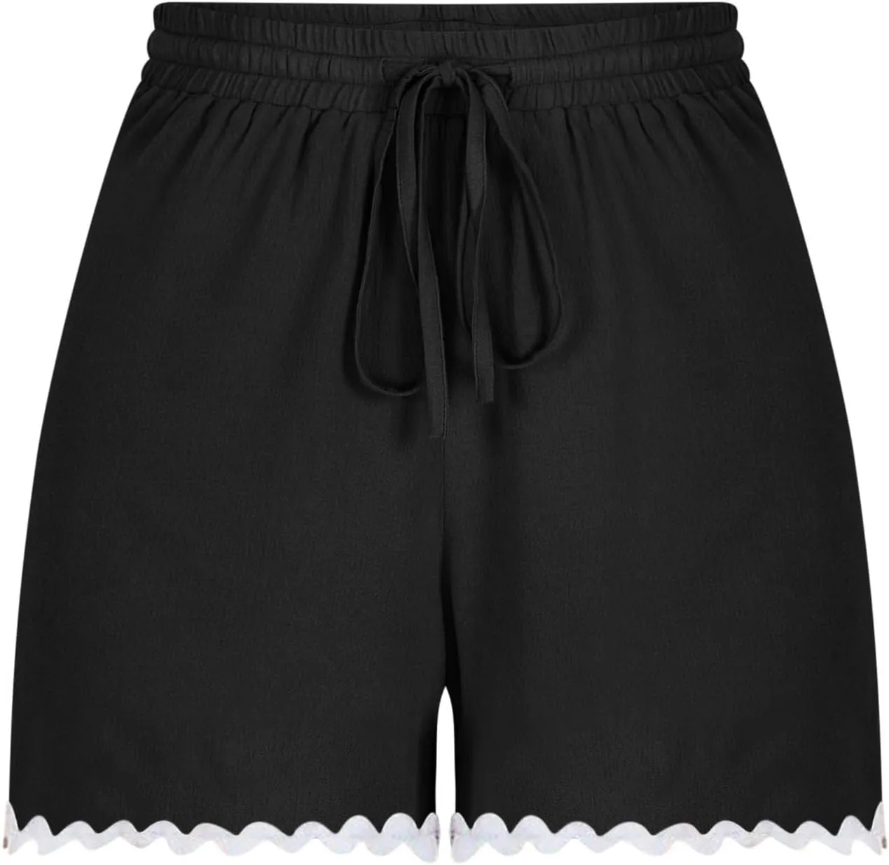 Summer Shorts for Women 2025 Trendy Casual Lace Hem Beach Shorts Plus Size Elastic High Waist Summer Wide Leg Short