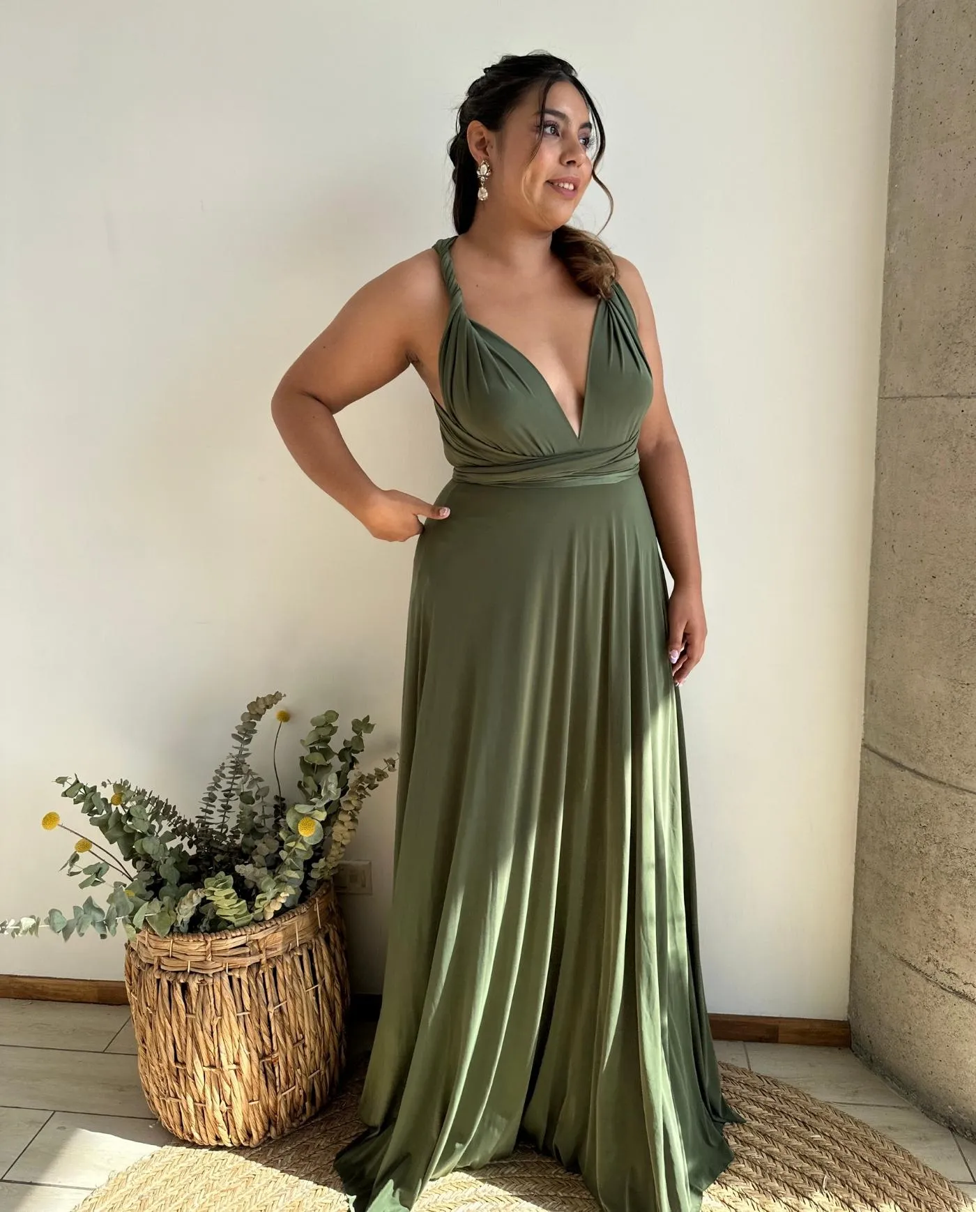 VESTIDO LARGO MULTI LYCRA VERDE OLIVO