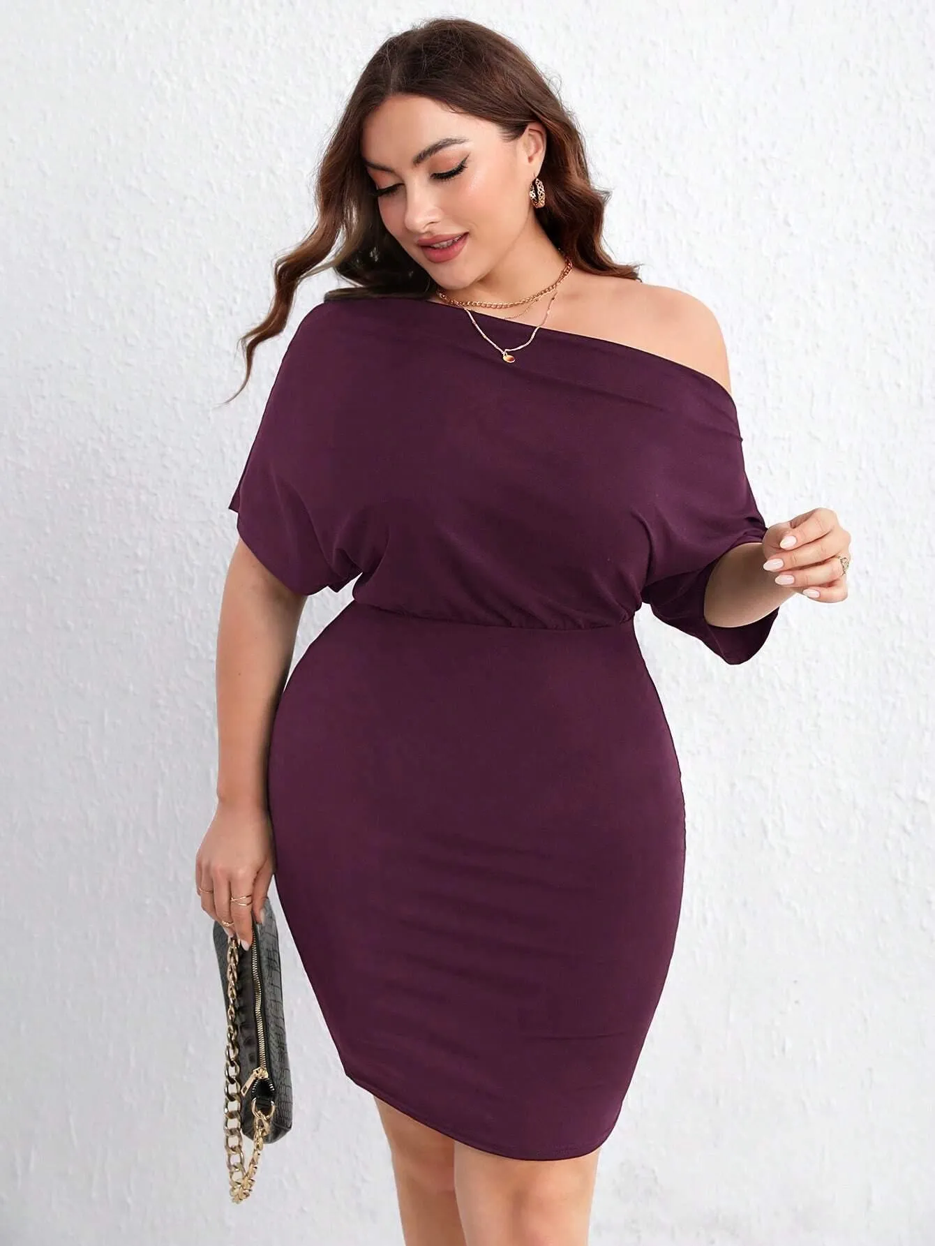 Vestido Midi Ombro A Ombro Plus Size - Laila