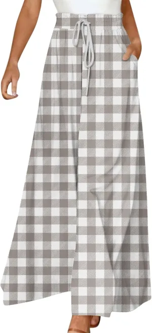 Wide Leg Pants Woman Summer 2025 Flowy High Waisted Trousers Baggy Drawstring Beach Pant with Pockets