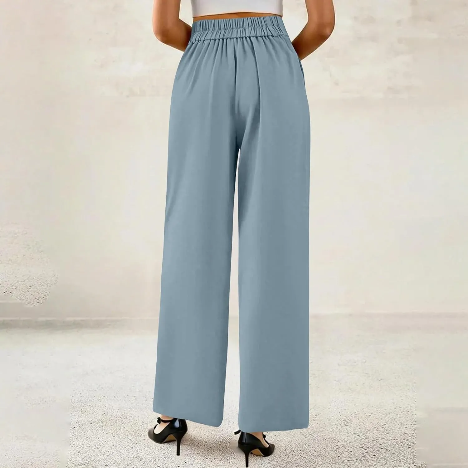 Wide Leg Professional Dress Pants Women 2025 High Waisted Business Casual Suit Office Work Pants Women with Pockets