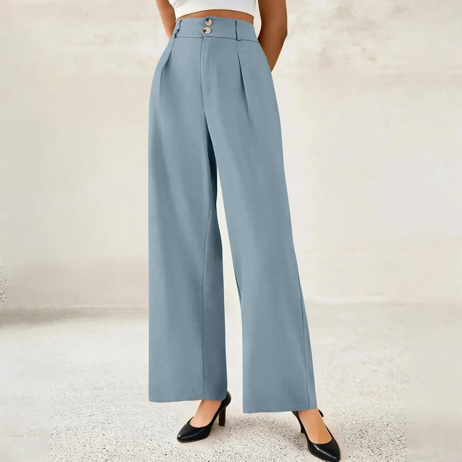 Wide Leg Professional Dress Pants Women 2025 High Waisted Business Casual Suit Office Work Pants Women with Pockets