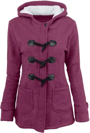 Winter Coats for Women Womens Trendy Horn Button Hooded Overcoat Long Sleeve Jackets 2025 Loose Travel Sweater