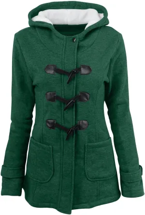 Winter Coats for Women Womens Trendy Horn Button Hooded Overcoat Long Sleeve Jackets 2025 Loose Travel Sweater