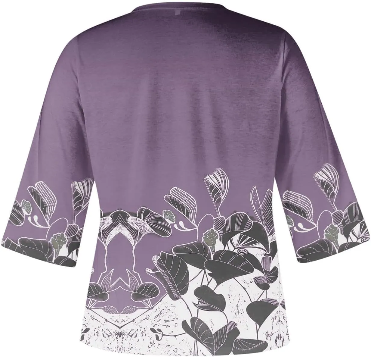 Women's 3/4 Sleeve Tops Fall V-Neck Trendy Shirt 2025 Fashion Tshirt Print Soft Daily Blouse Loose Tunic