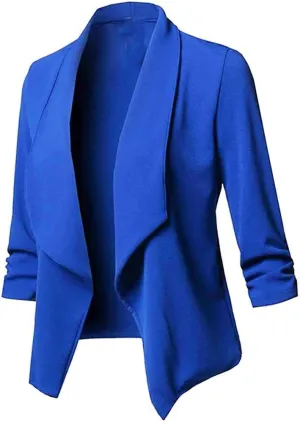 Womens Blazers 3/4 Sleeve Open Front Blazer Business Casual Deconstructed Jackets for Womens Clothes with Plus Size