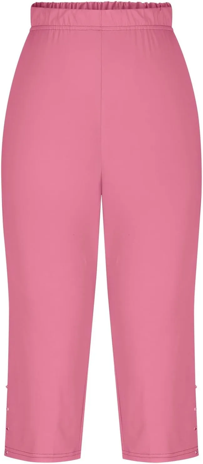 Womens Capris for Summer Dressy Cropped High Waist Yoga Pants Comfy Stretchy Leggings Workout Gym Running Pant