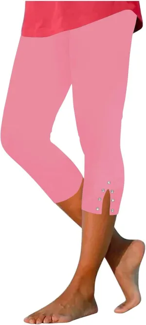 Womens Capris for Summer Dressy Cropped High Waist Yoga Pants Comfy Stretchy Leggings Workout Gym Running Pant