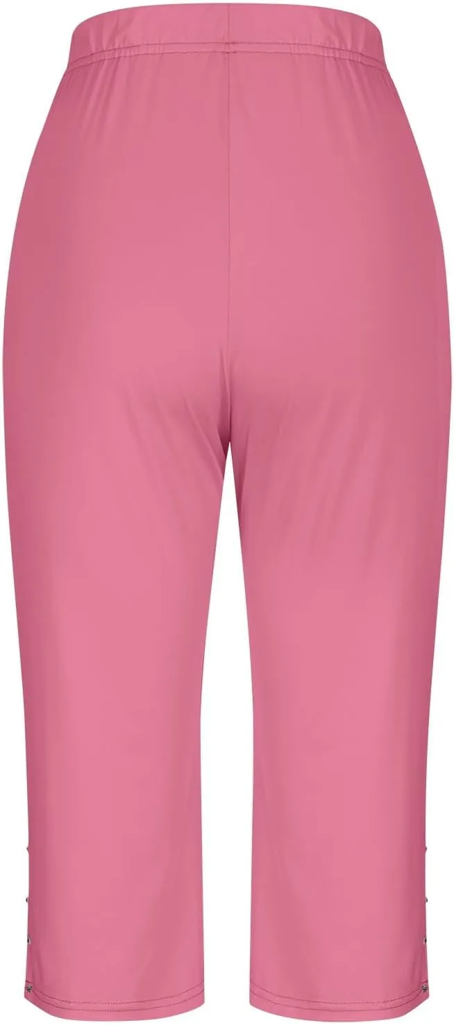 Womens Capris for Summer Dressy Cropped High Waist Yoga Pants Comfy Stretchy Leggings Workout Gym Running Pant