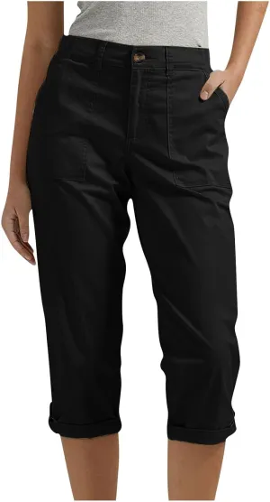 Womens Capris with Pockets Stretch Lightweight Casual Cargo Pants Rolled Hem Summer Cropped Trousers Outdoor Clothes