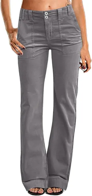 Womens Jeans Mid Rise Wide Leg Bell Bottom Flare Jean Stretchy Skinny Trendy Bootcut Demin Pants with Pockets