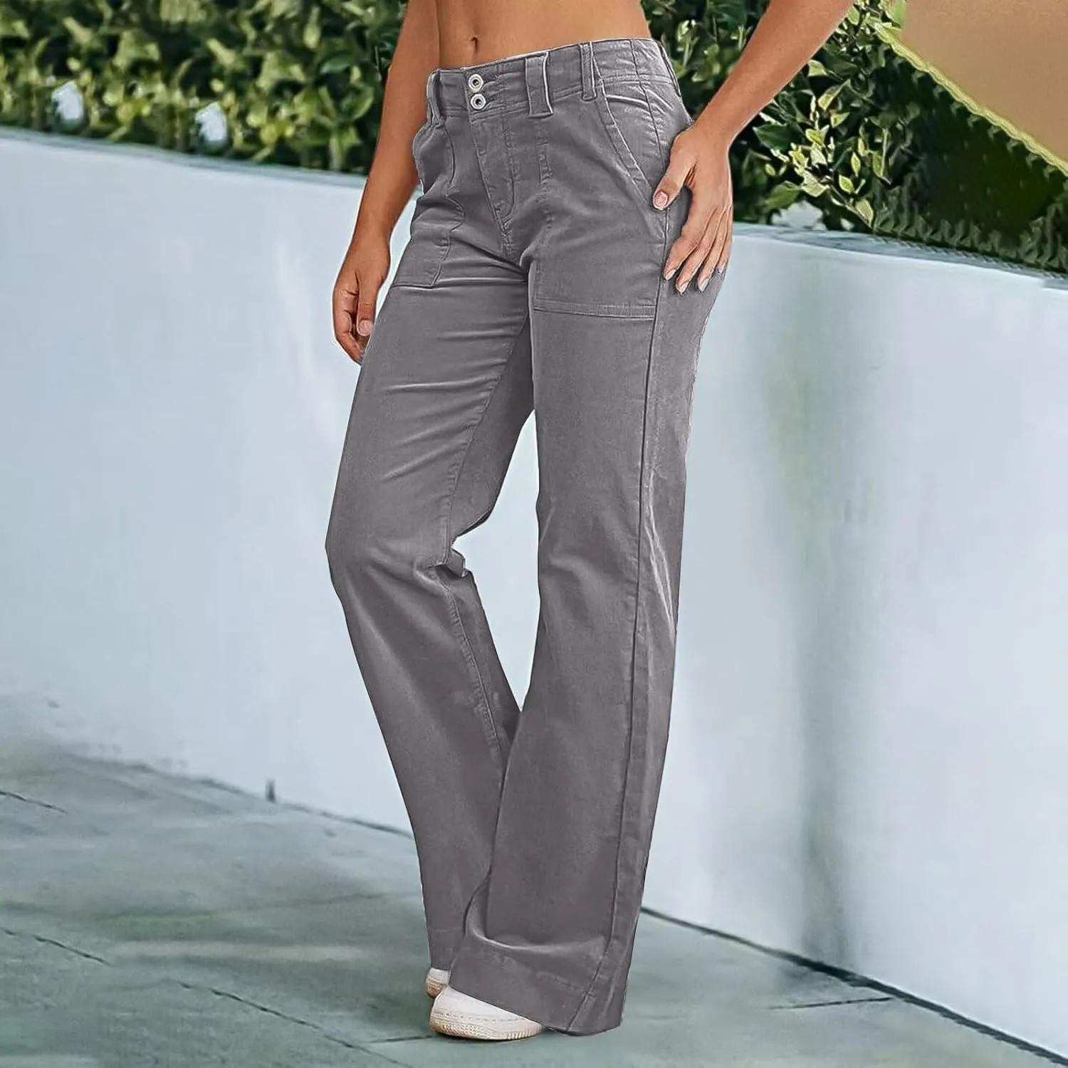 Womens Jeans Mid Rise Wide Leg Bell Bottom Flare Jean Stretchy Skinny Trendy Bootcut Demin Pants with Pockets
