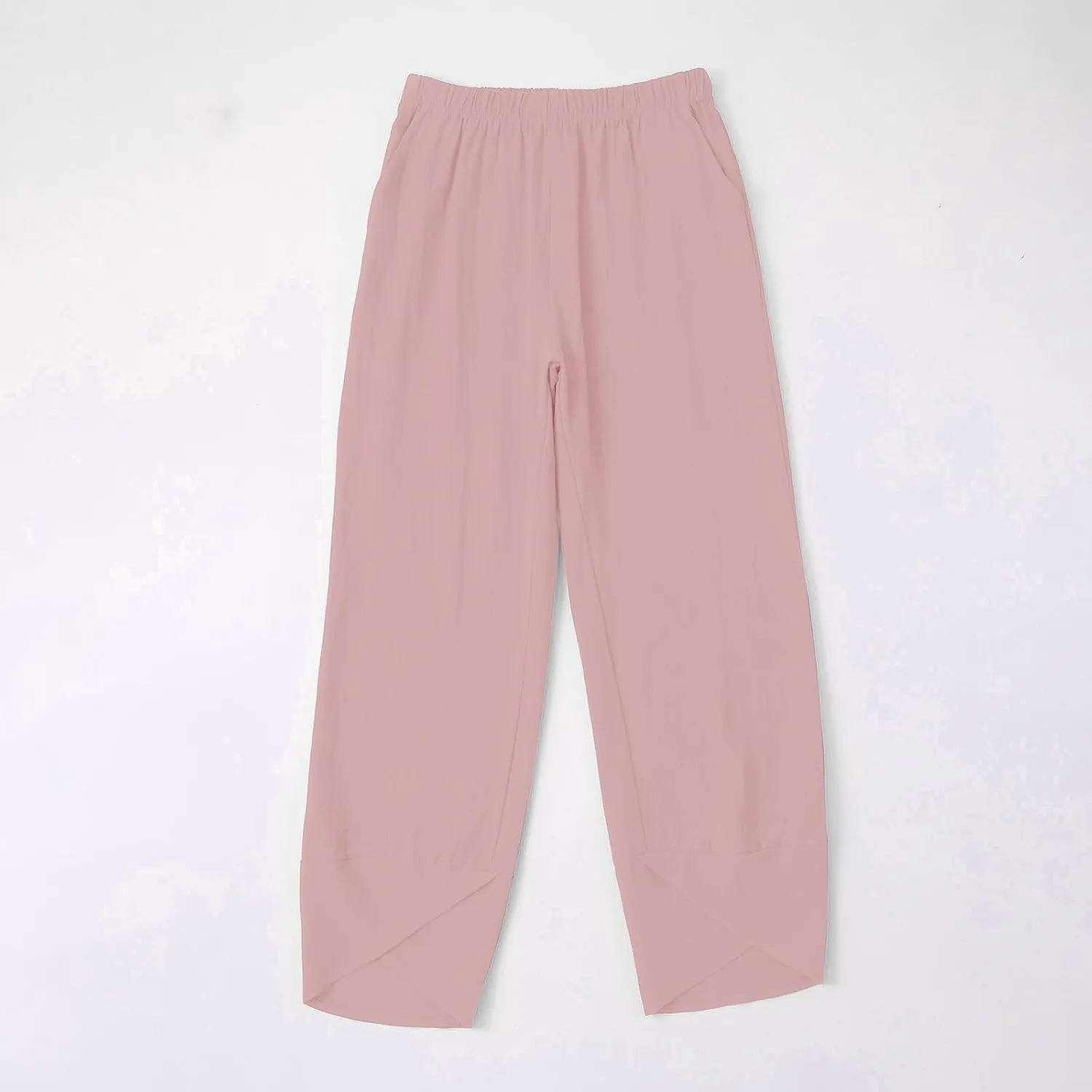 Women's Linen Wide Leg Pants Casual Loose High Waist Beach Haren Pants Pockets