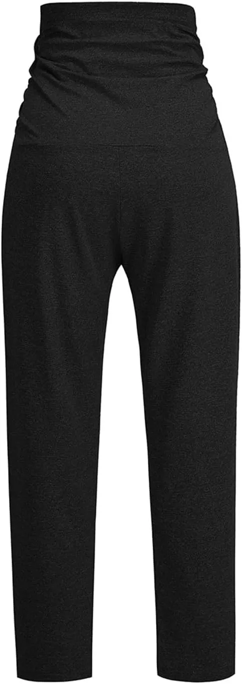 Women's Solid Color Slim Stretch Comfortable Casual Straight Leg Maternity Pants White Palazzo Pants for Women