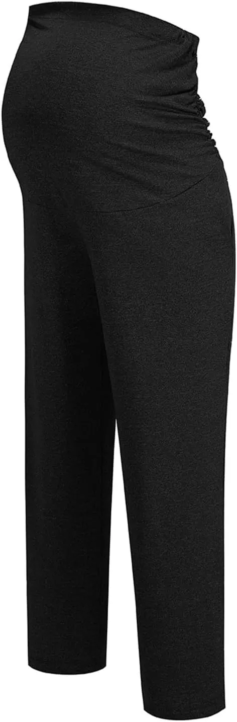Women's Solid Color Slim Stretch Comfortable Casual Straight Leg Maternity Pants White Palazzo Pants for Women