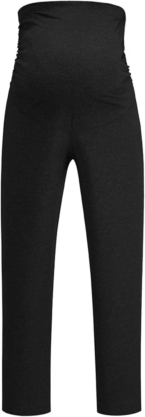 Women's Solid Color Slim Stretch Comfortable Casual Straight Leg Maternity Pants White Palazzo Pants for Women